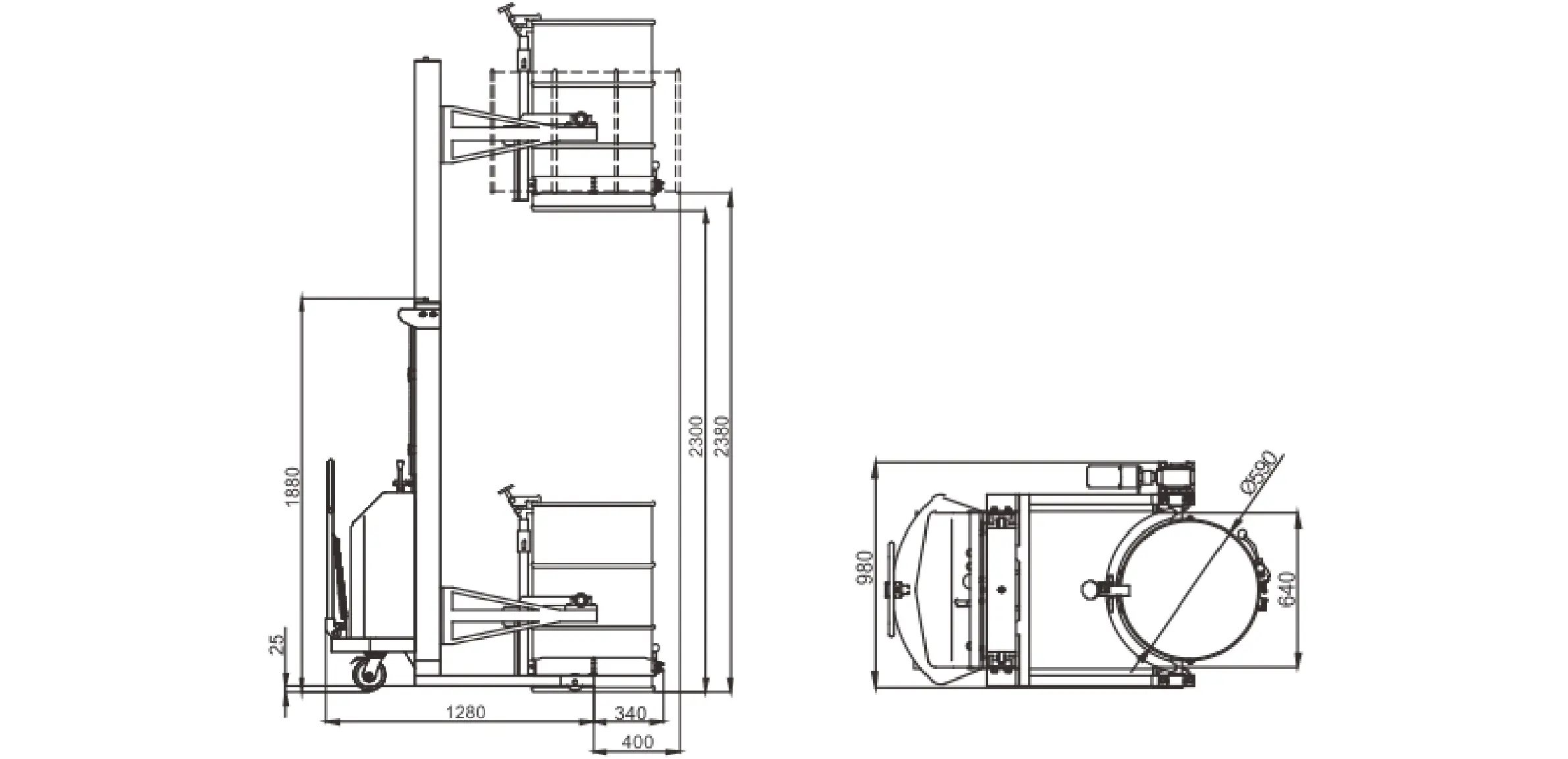 YL450 Semi-electric Drum Stacker (2)vts